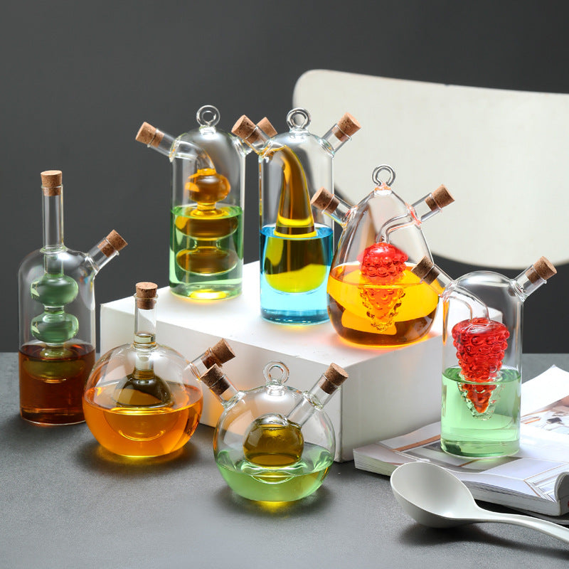 Heat-resistant Glass Soy Sauce And Vinegar Bottle, Dual-use Sealed Oil Bottle
