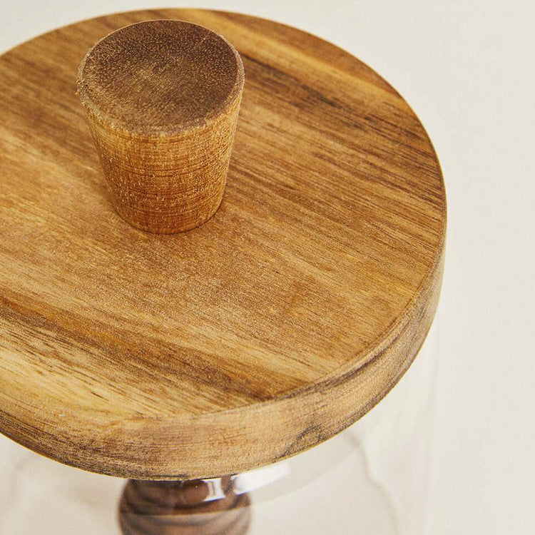 Round Glass Jar With Acacia Wood Lid